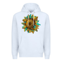 White sunflower with leopard and turquoise Premium Hoodie - Artiststas