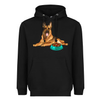 Black german shepherd with food bowl Heavyweight Hoodie - texasbilliewilder