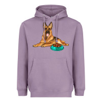 Lavender german shepherd with food bowl Heavyweight Hoodie - texasbilliewilder