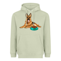 Matcha german shepherd with food bowl Heavyweight Hoodie - texasbilliewilder