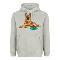 Moon Dust german shepherd with food bowl Heavyweight Hoodie - texasbilliewilder