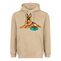 Mushroom german shepherd with food bowl Heavyweight Hoodie - texasbilliewilder