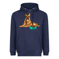 Navy german shepherd with food bowl Heavyweight Hoodie - texasbilliewilder