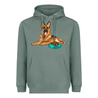 Sage german shepherd with food bowl Heavyweight Hoodie - texasbilliewilder