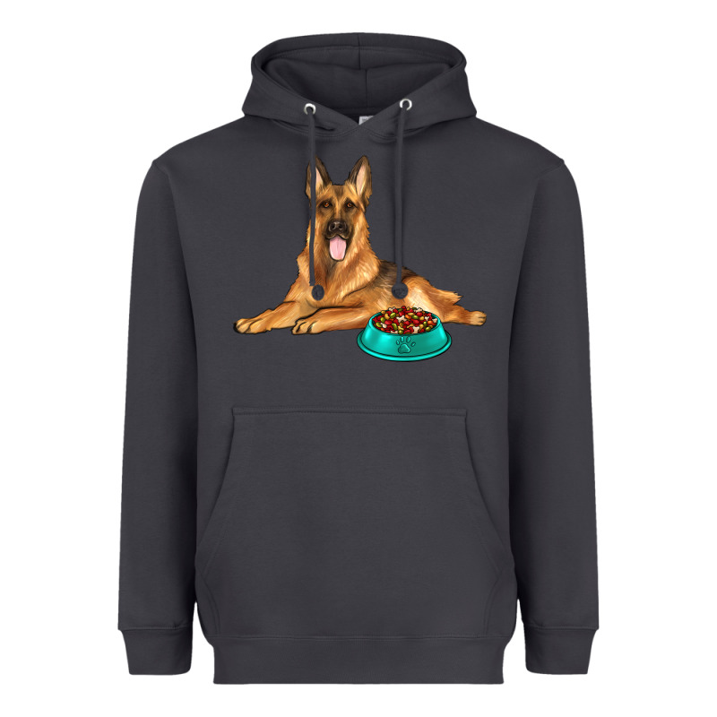 German Shepherd With Food Bowl Heavyweight Hoodie by texasbilliewilder | Teevron