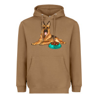 Toasted Coconut german shepherd with food bowl Heavyweight Hoodie - texasbilliewilder