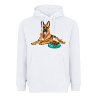 White german shepherd with food bowl Heavyweight Hoodie - texasbilliewilder
