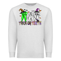 Oatmeal Heather trick or teeth Premium Sweatshirt - CowhideDigitalArt