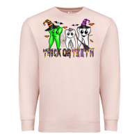 Pale Pink trick or teeth Premium Sweatshirt - CowhideDigitalArt