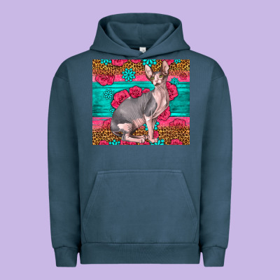 Pink Glitter And Roses Sphynx Cat Urban Hoodie Designed By Lillyallendesigns