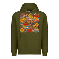 Army Green pumpkin plaid sunflower seamless min Premium Hoodie - AdoDesignShop