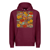 Burgundy pumpkin plaid sunflower seamless min Premium Hoodie - AdoDesignShop