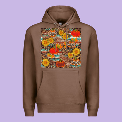 Pumpkin Plaid Sunflower Seamless Min Premium Hoodie Designed By Adodesignshop