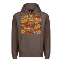 Coffee pumpkin plaid sunflower seamless min Premium Hoodie - AdoDesignShop