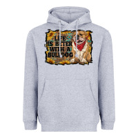 Heather Grey life is better with a bulldog Heavyweight Hoodie - RanaPortraitStore