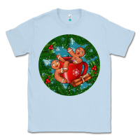 Dusty Blue gingerbread men with hot chocolate Classic Tee - BundleAndBundleShop