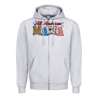 Heather Grey all american mama Zipper Hoodie - RanaPortraitStore