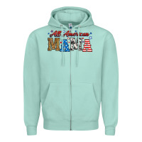 Seafoam all american mama Zipper Hoodie - RanaPortraitStore
