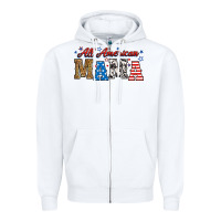 White all american mama Zipper Hoodie - RanaPortraitStore