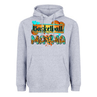 Heather Grey basketball mama with leopard Heavyweight Hoodie - Zillion Design Studio