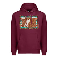Burgundy leopard serape cowhide  leather background Premium Hoodie - AdoDesignShop