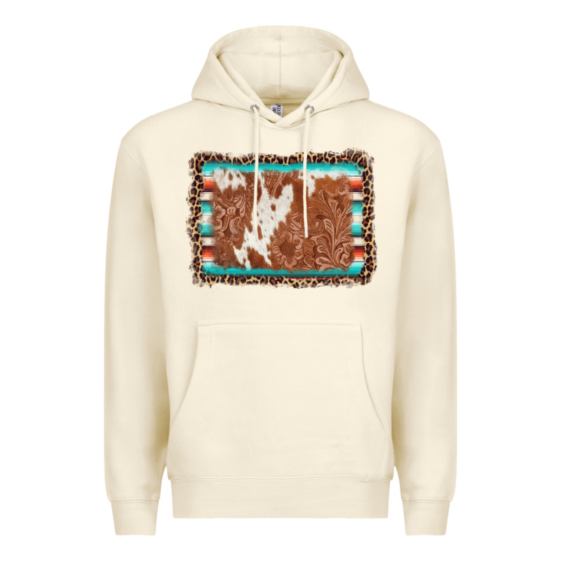 Leopard Serape Cowhide  Leather Background Premium Hoodie by AdoDesignShop | Teevron