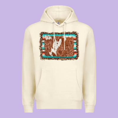 Leopard Serape Cowhide  Leather Background Premium Hoodie Designed By Adodesignshop