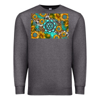 Charcoal Heather western turquoise and sunflowers skinny metal can holder Premium Sweatshirt - HRA Design Shop