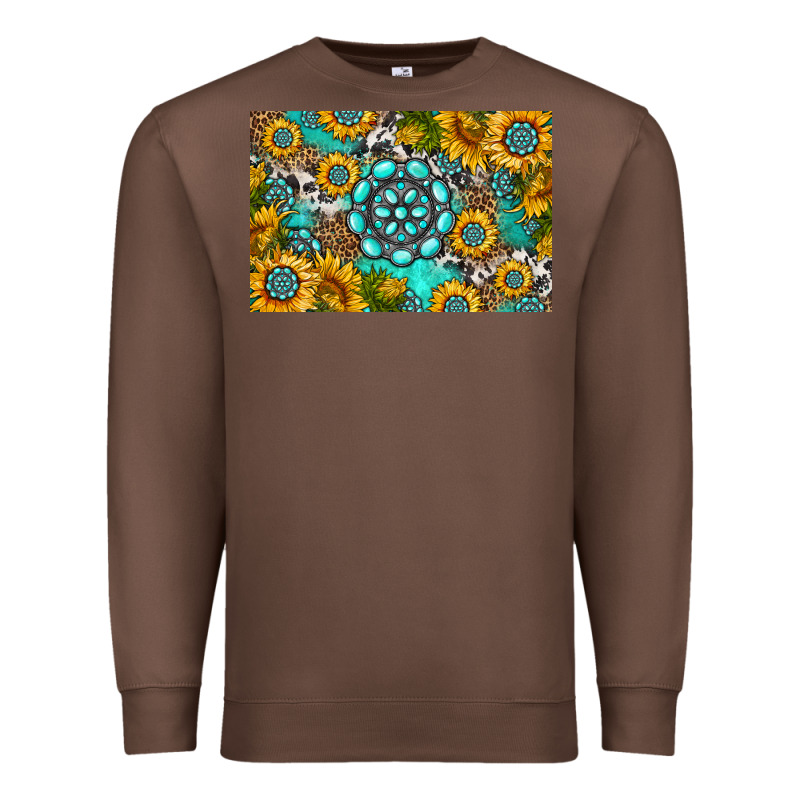 Western Turquoise And Sunflowers Skinny Metal Can Holder Premium Sweatshirt by HRA Design Shop | Teevron