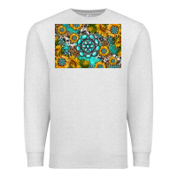 Oatmeal Heather western turquoise and sunflowers skinny metal can holder Premium Sweatshirt - HRA Design Shop