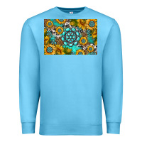 Ocean Blue western turquoise and sunflowers skinny metal can holder Premium Sweatshirt - HRA Design Shop