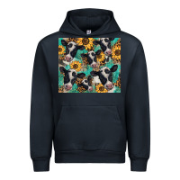 Navy western leopard sunflower black and white  cow Urban Hoodie - BarkalooDesign