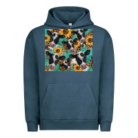 Pigment Midnight Navy western leopard sunflower black and white  cow Urban Hoodie - BarkalooDesign