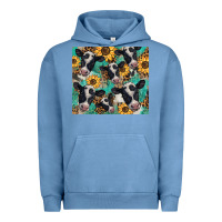 Pigment Pebble Blue western leopard sunflower black and white  cow Urban Hoodie - BarkalooDesign