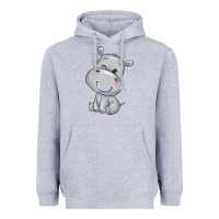 Heather Grey hippo Heavyweight Hoodie - texasbilliewilder
