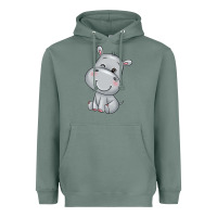 Sage hippo Heavyweight Hoodie - texasbilliewilder