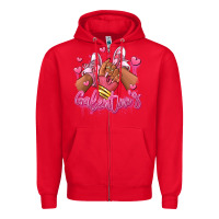 Red galentines afro girl sneakers Zipper Hoodie - RanaPortraitStore