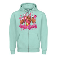 Seafoam galentines afro girl sneakers Zipper Hoodie - RanaPortraitStore