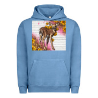 Pigment Pebble Blue Western Cute Baby Deer Fawn Urban Hoodie - LillyAllenDesigns