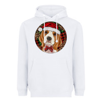 White beagle christmas ornament Heavyweight Hoodie - RanaPortraitStore