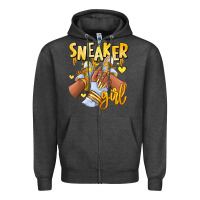 Charcoal Heather yellow sneaker girl afro woman Zipper Hoodie - RanaPortraitStore