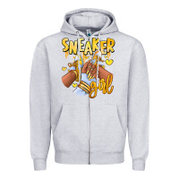 Heather Grey yellow sneaker girl afro woman Zipper Hoodie - RanaPortraitStore