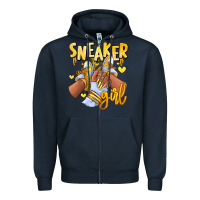 Navy yellow sneaker girl afro woman Zipper Hoodie - RanaPortraitStore