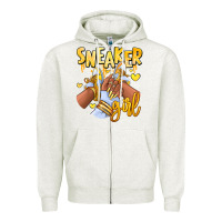 Oatmeal Heather yellow sneaker girl afro woman Zipper Hoodie - RanaPortraitStore