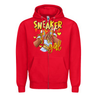 Red yellow sneaker girl afro woman Zipper Hoodie - RanaPortraitStore
