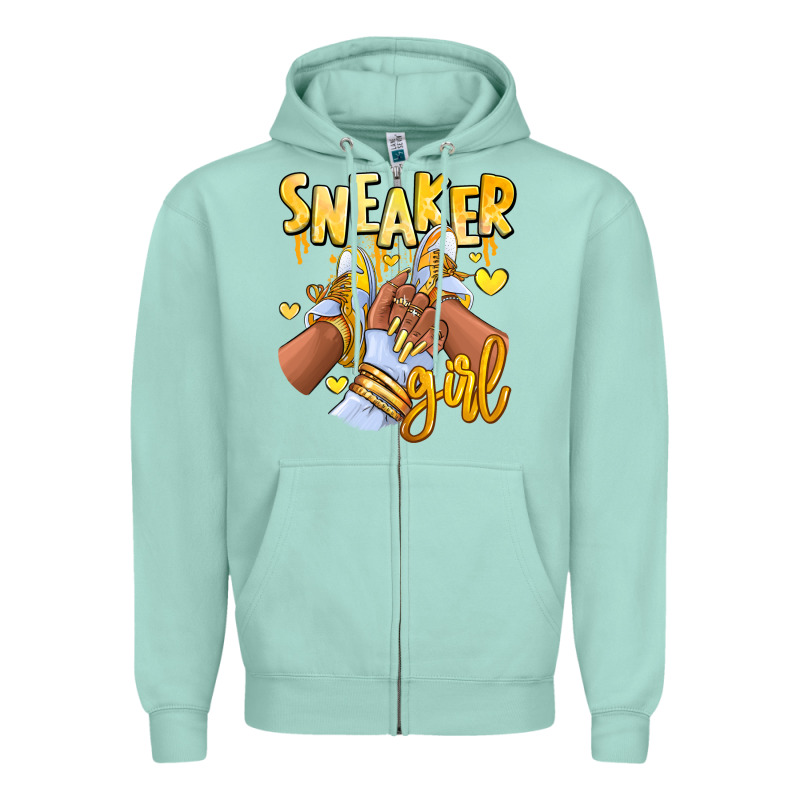 Yellow Sneaker Girl Afro Woman Zipper Hoodie by RanaPortraitStore | Teevron