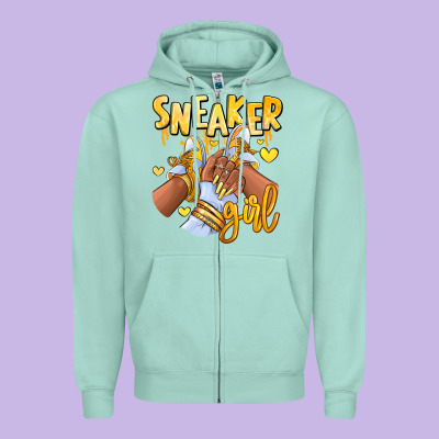 Zipper Hoodie yellow sneaker girl afro woman
