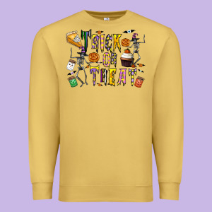Trick Or Treat Premium Sweatshirt Designed By Cowhidedigitalart