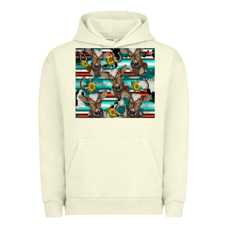 Western Horseshoe Sunflower Brown Cow Urban Hoodie by BarkalooDesign | Teevron