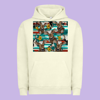 Western Horseshoe Sunflower Brown Cow Urban Hoodie Designed By Barkaloodesign